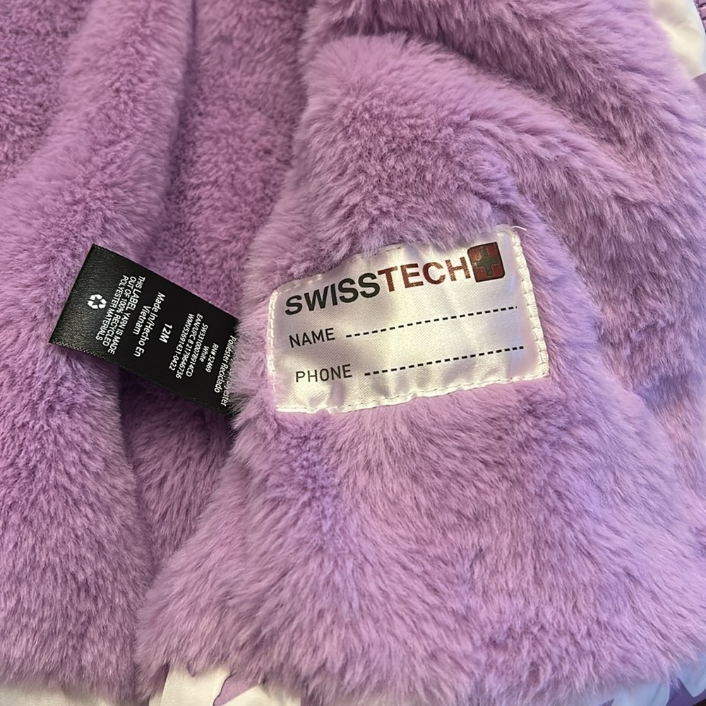 Swiss Tech Purple Starts Faux Fur Toddler Puffer Jacket - Picture 6 of 11